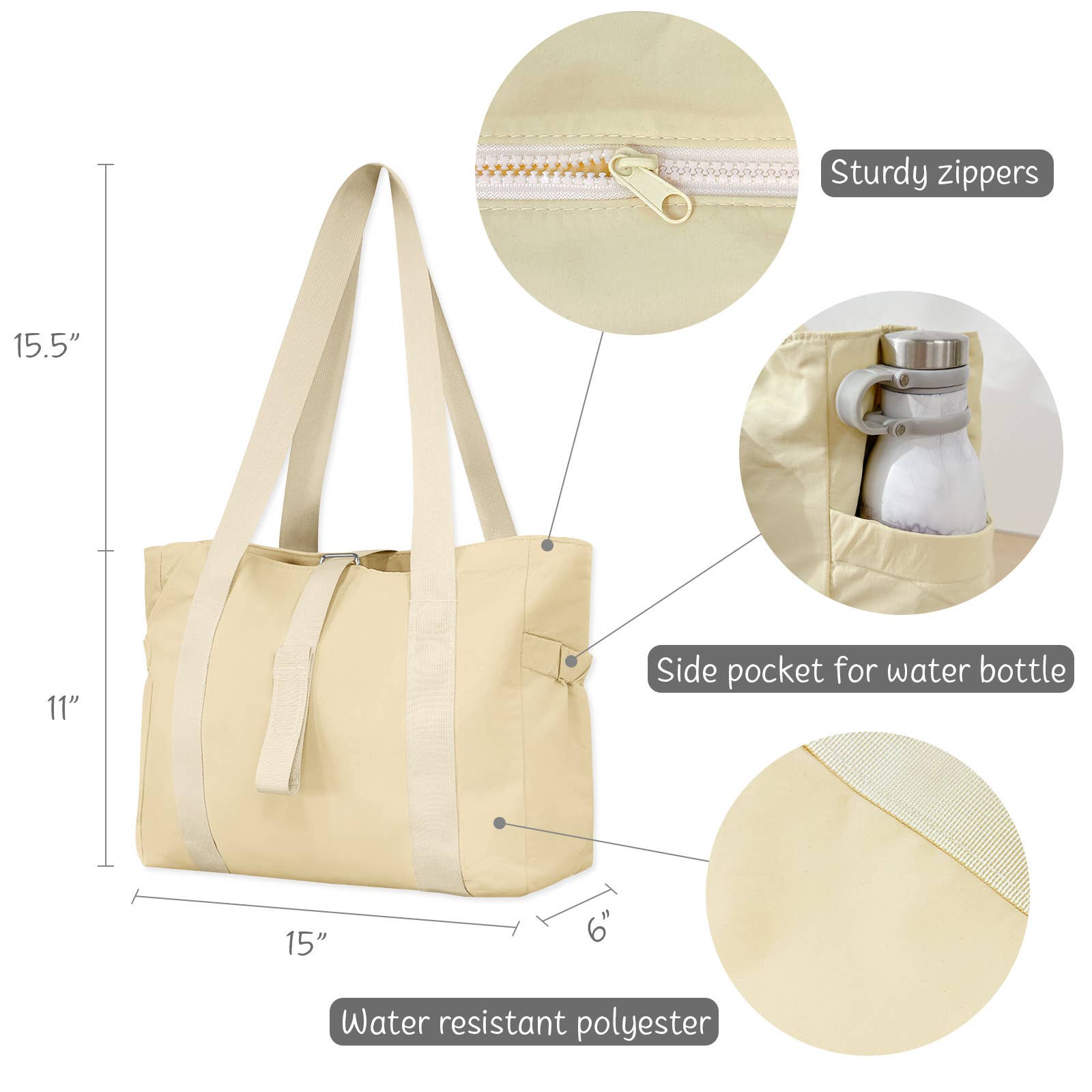 Wrapables Yoga Tote Bag, Gym, Work, Overnight, Travel Bag: Black