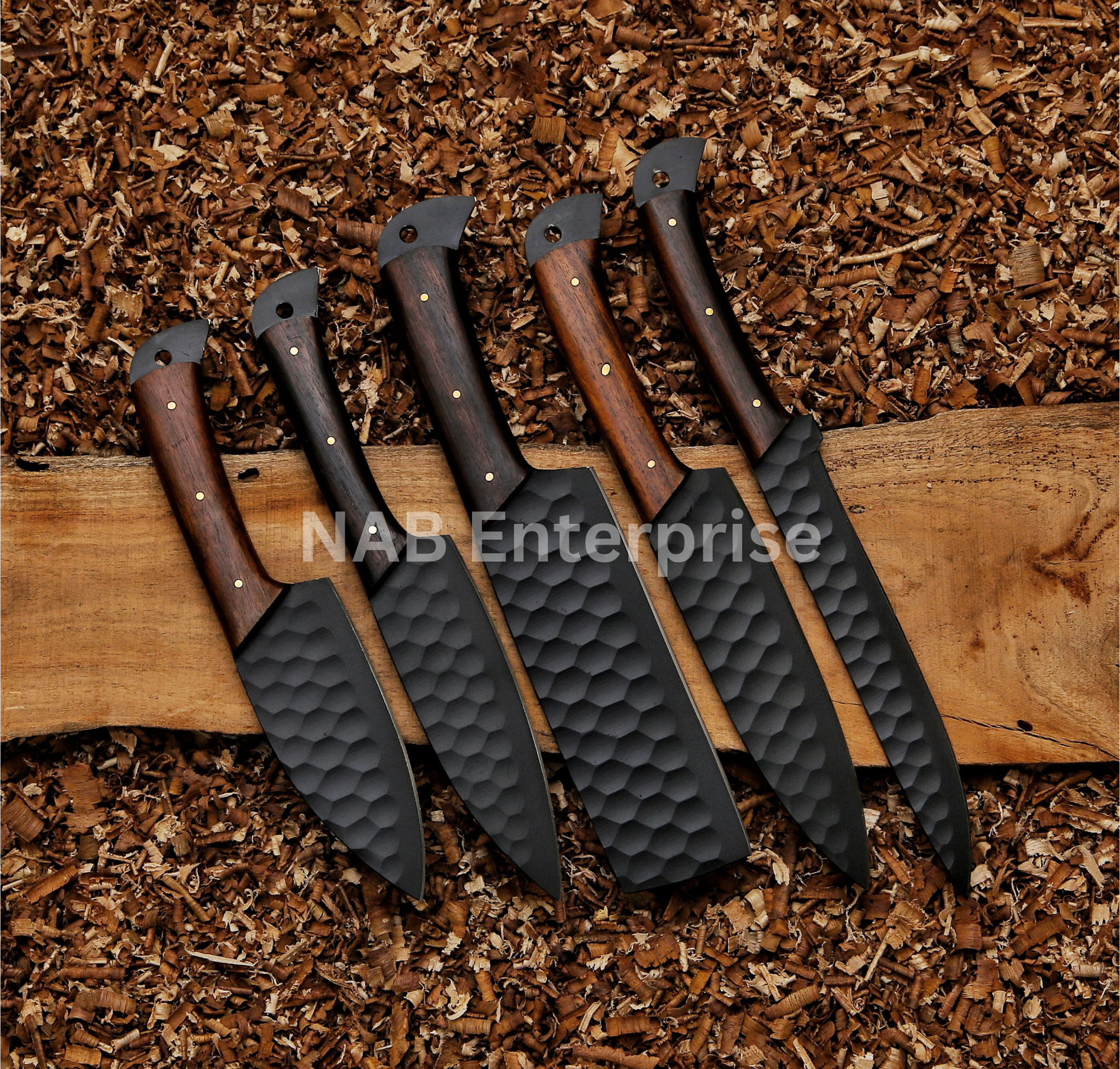 Carbon Steel Chef Set, BBQ Chef Set Hand Forged Chef Knives