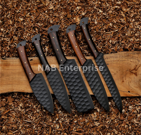 Carbon Steel Chef Set, BBQ Chef Set Hand Forged Chef Knives