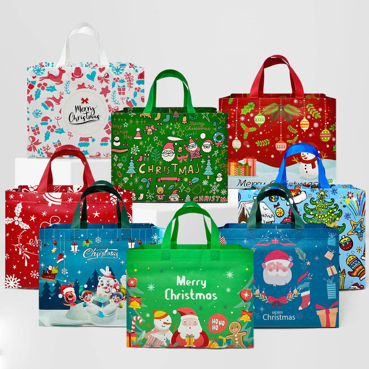 Wrapables Non-Woven Reusable Christmas Holidays Gift Bags: Christmas Holidays