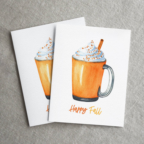 Fall Greeting Card, Happy Fall, Autumn Cards, Fall Drink