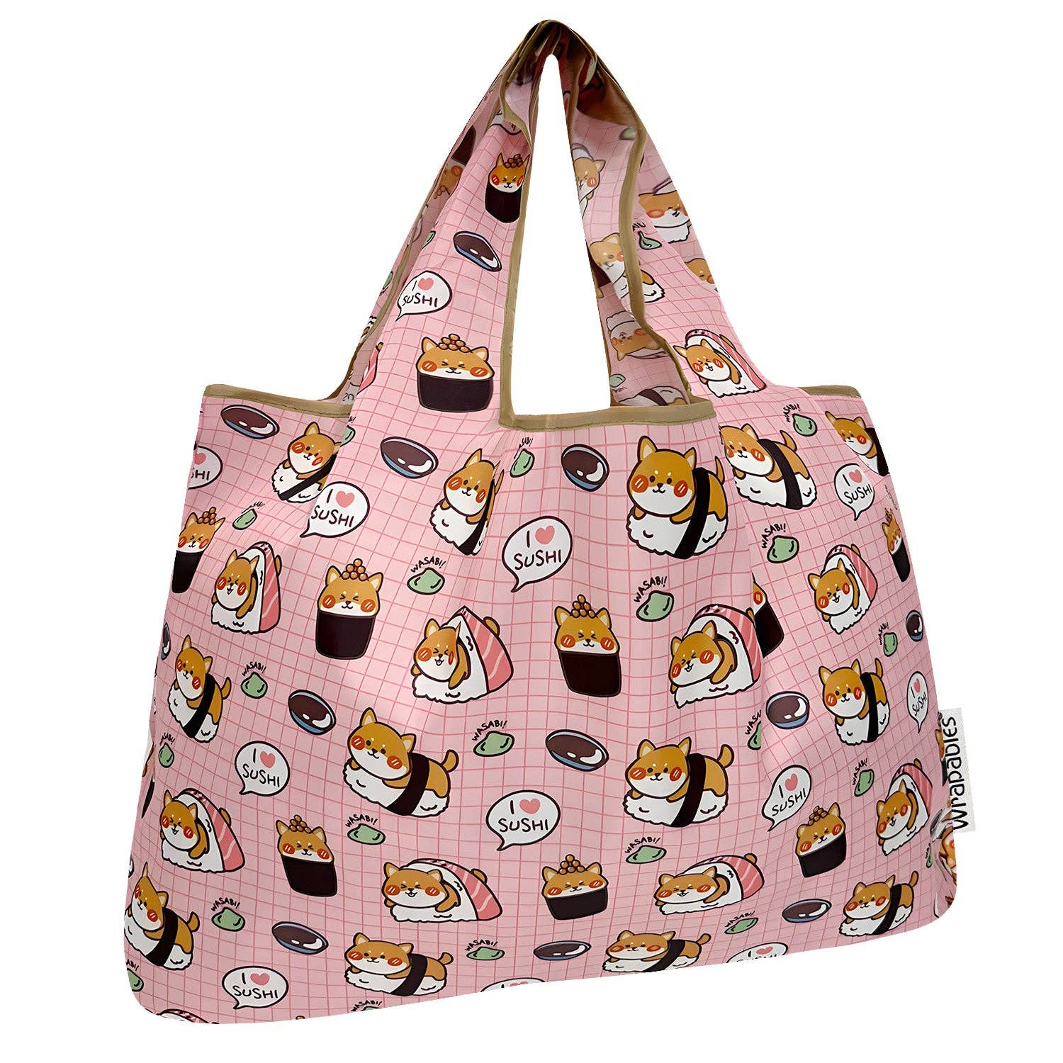 Wrapables Large Foldable Tote Nylon Reusable Grocery Bags: Sporty