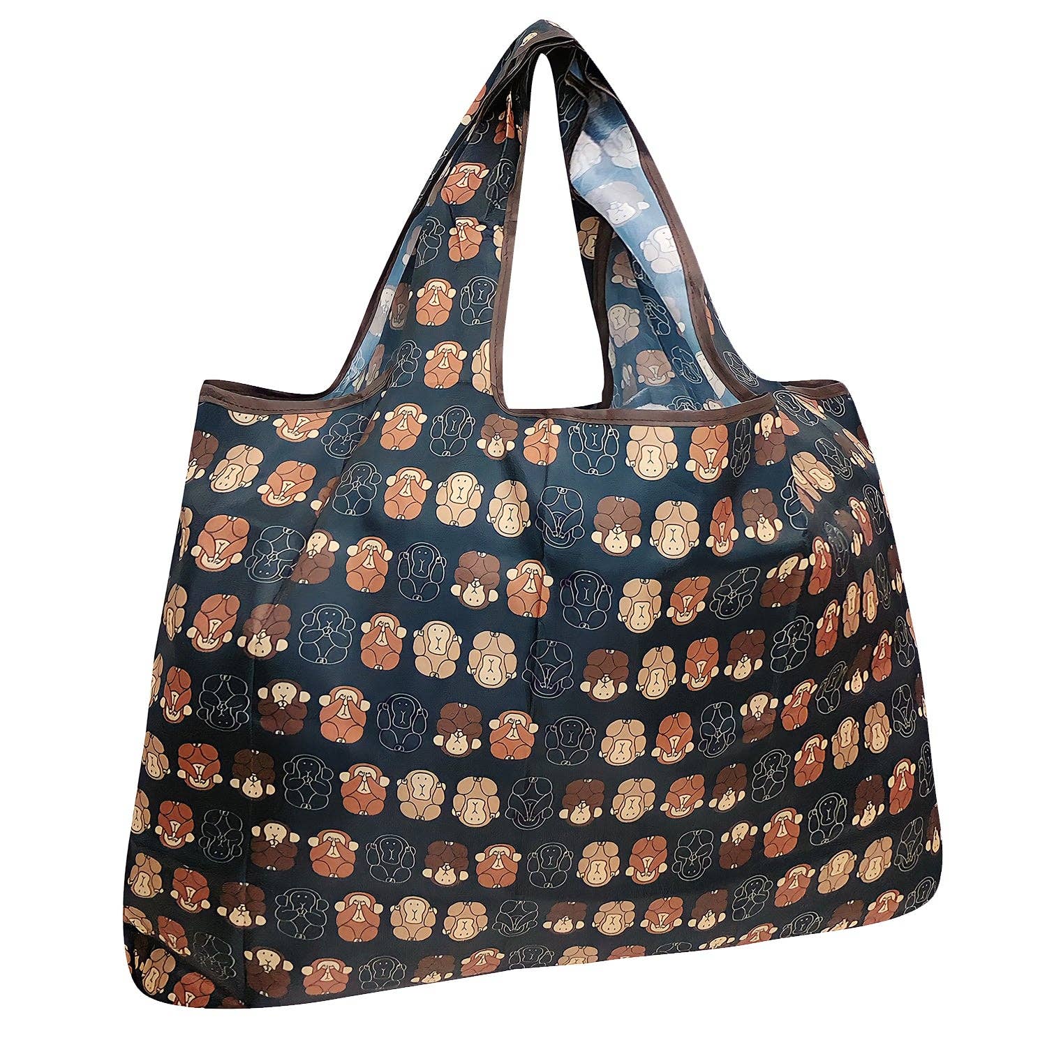 Wrapables Eco-Friendly Large Nylon Reusable Shopping Bag: Monkey Business