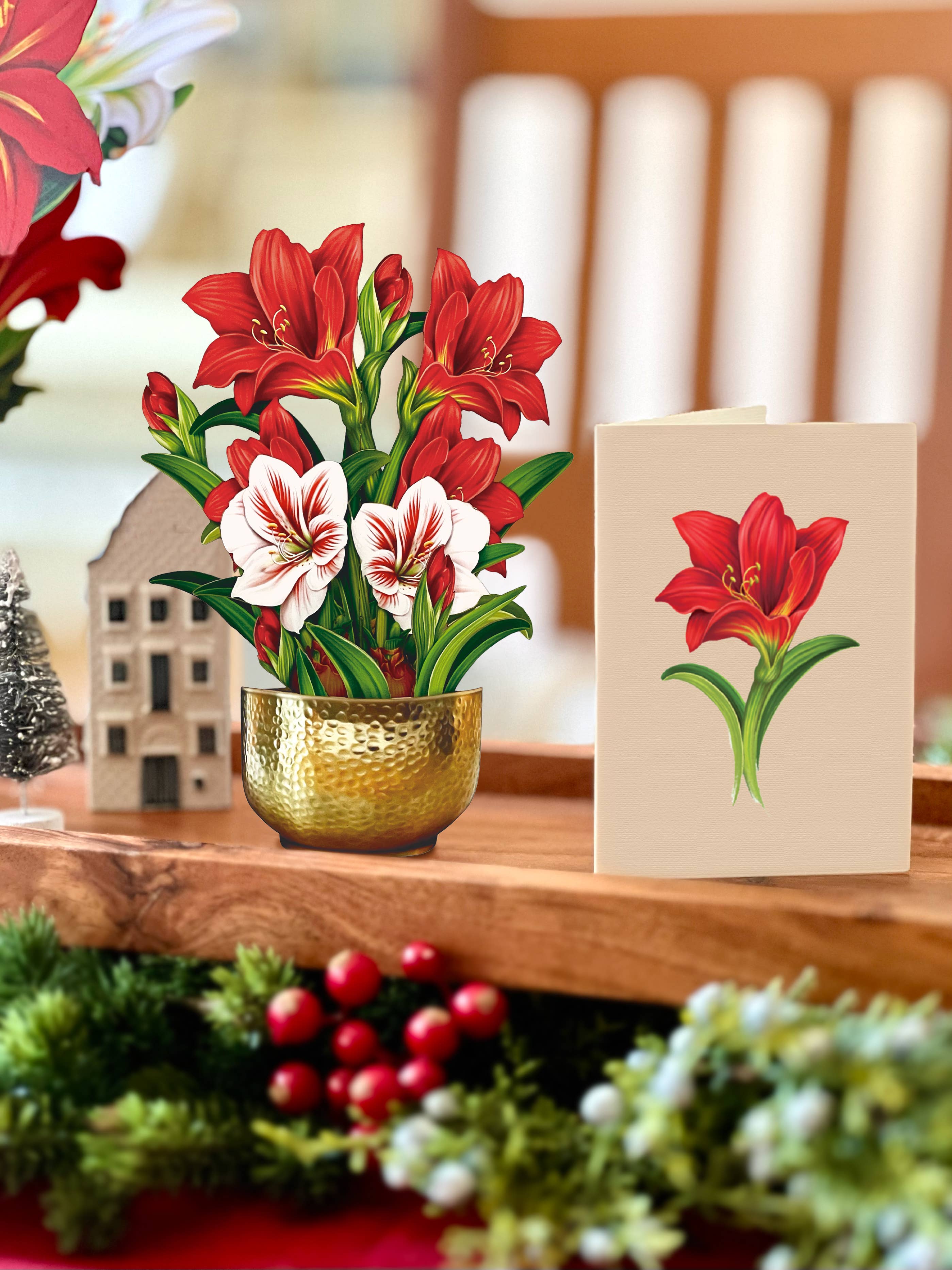 Mini Scarlett Amaryllis  (Pop-up Greeting Card)