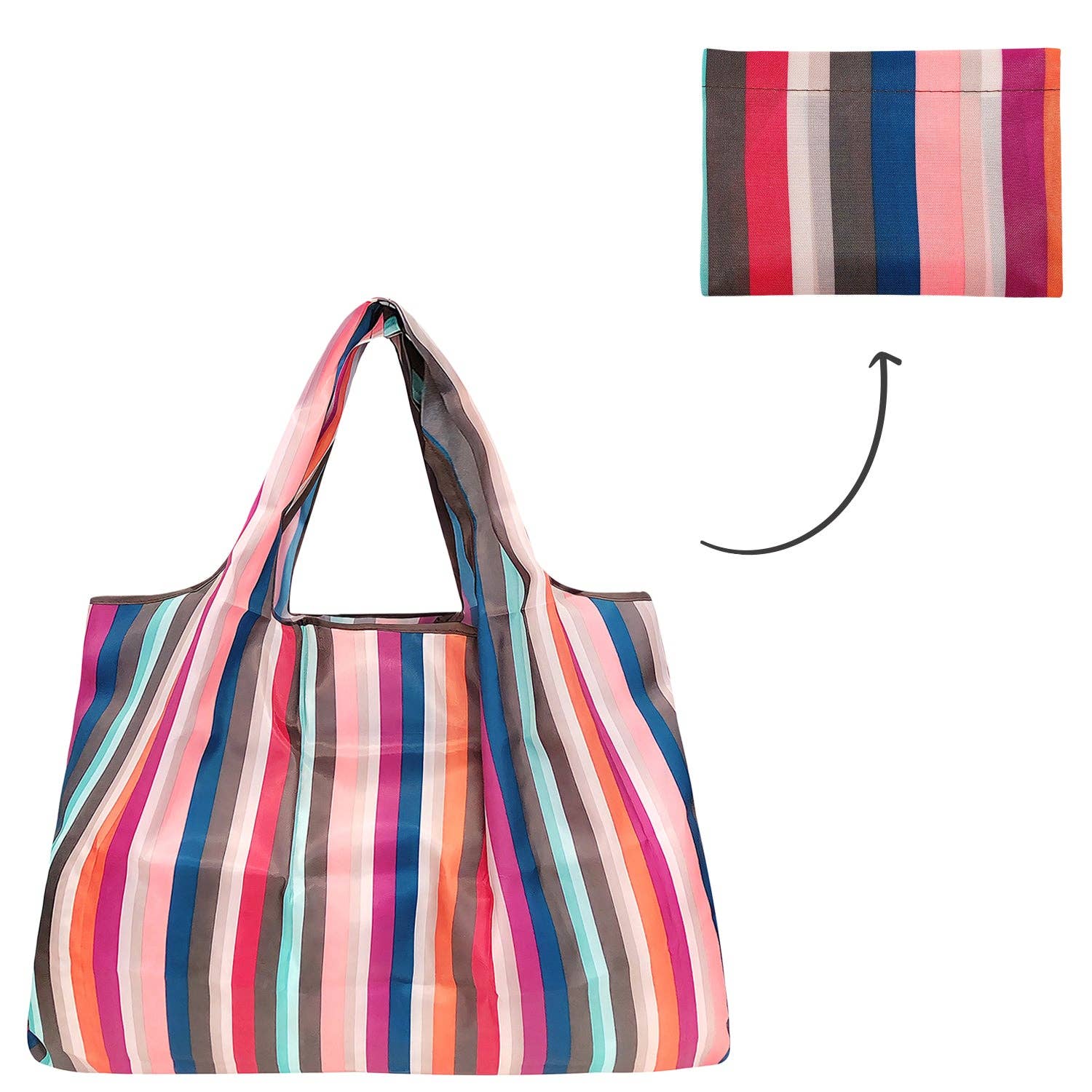 Wrapables Eco-Friendly Large Nylon Reusable Shopping Bag: Pink Tulips