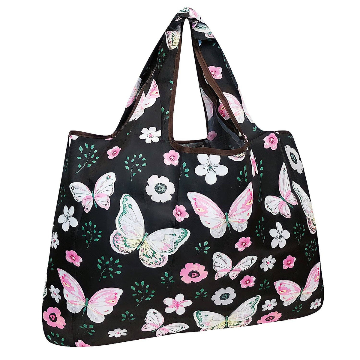 Wrapables Eco-Friendly Large Nylon Reusable Shopping Bag: Midnight Butterfly