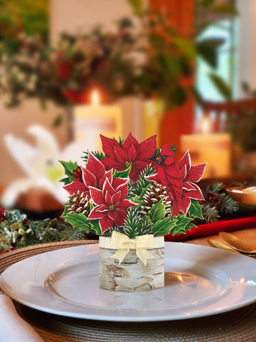 Mini Birch Poinsettia (Pop-up Greeting Card)