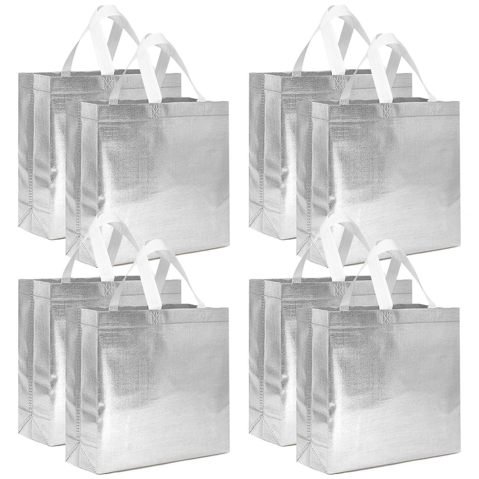 Wrapables Glossy Non-Woven Reusable Gift Bags with Handles: Blue