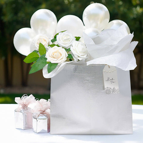 Wrapables Glossy Non-Woven Reusable Gift Bags with Handles: Rose Gold1