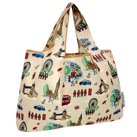 Wrapables Large Foldable Tote Nylon Reusable Grocery Bags: Britain
