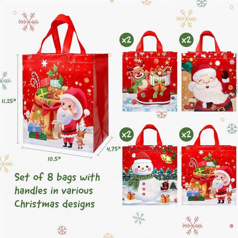 Wrapables Non-Woven Reusable Cheerful Christmas Gift Bags: Santa and Snowman