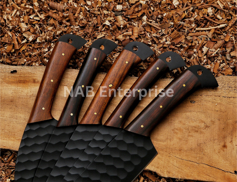 Carbon Steel Chef Set, BBQ Chef Set Hand Forged Chef Knives