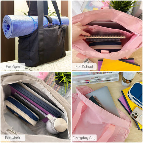 Wrapables Yoga Tote Bag, Gym, Work, Overnight, Travel Bag: Black