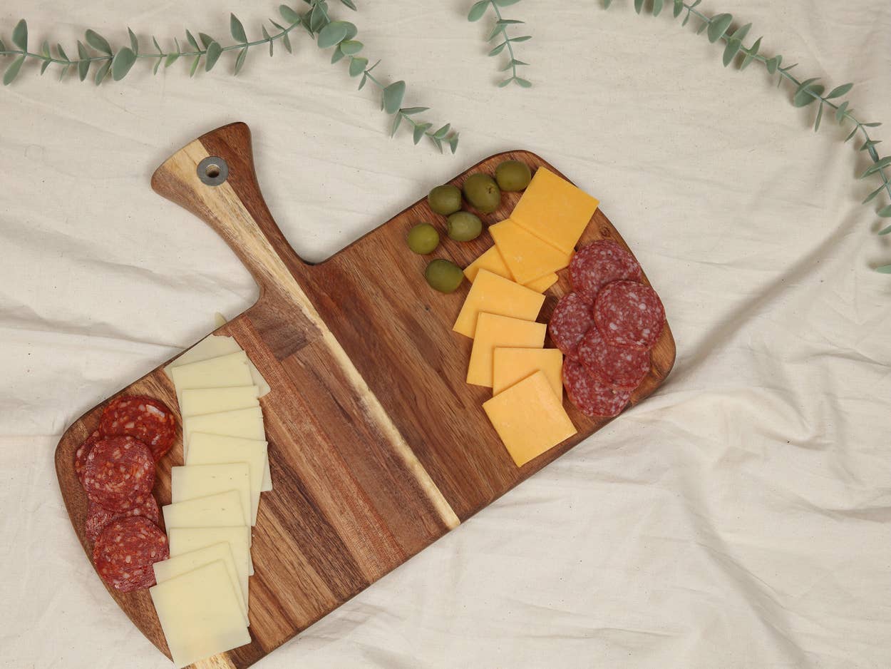 Charcuterie Board w Handle Acacia Natural Wood