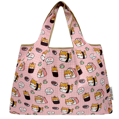 Wrapables Large Foldable Tote Nylon Reusable Grocery Bags: Anchors Away