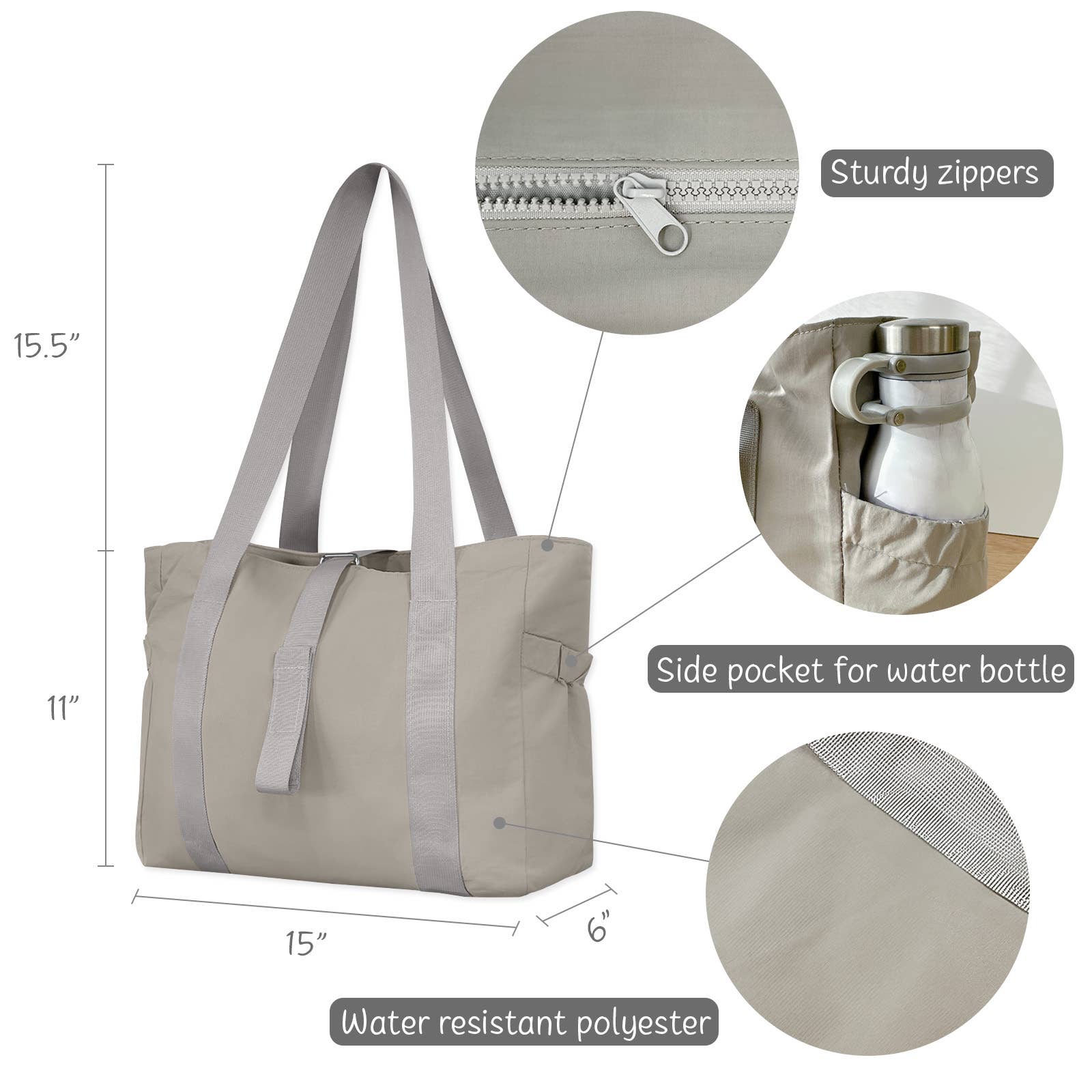 Wrapables Yoga Tote Bag, Gym, Work, Overnight, Travel Bag: Black