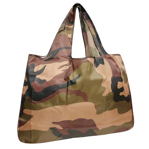 Wrapables Eco-Friendly Large Nylon Reusable Shopping Bag: Camo
