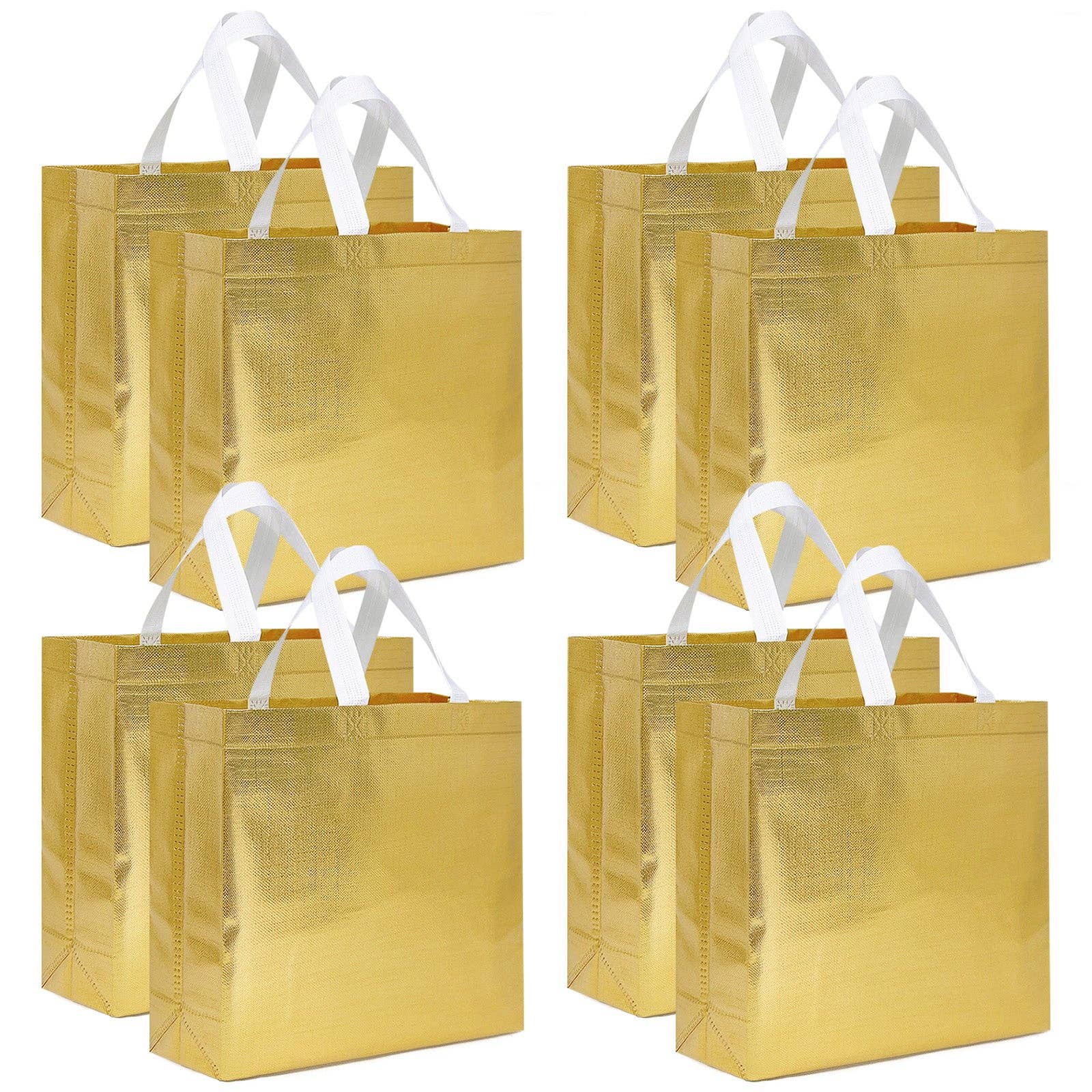 Wrapables Glossy Non-Woven Reusable Gift Bags with Handles: Gold