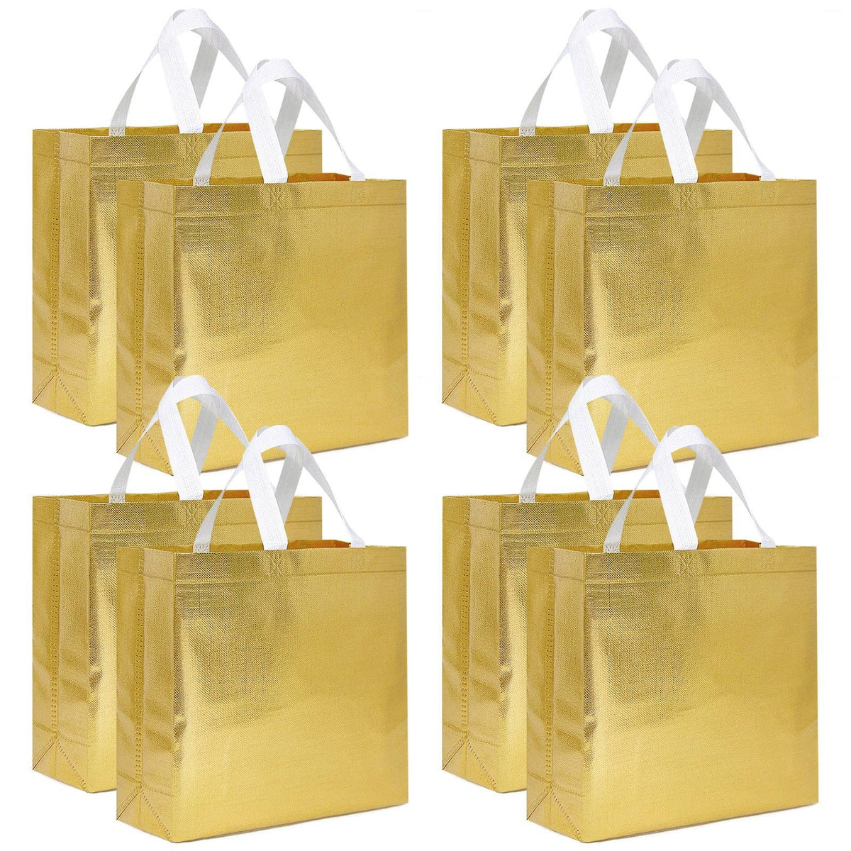 Wrapables Glossy Non-Woven Reusable Gift Bags with Handles: Gold