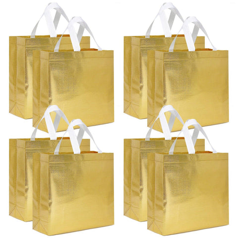 Wrapables Glossy Non-Woven Reusable Gift Bags with Handles: Blue
