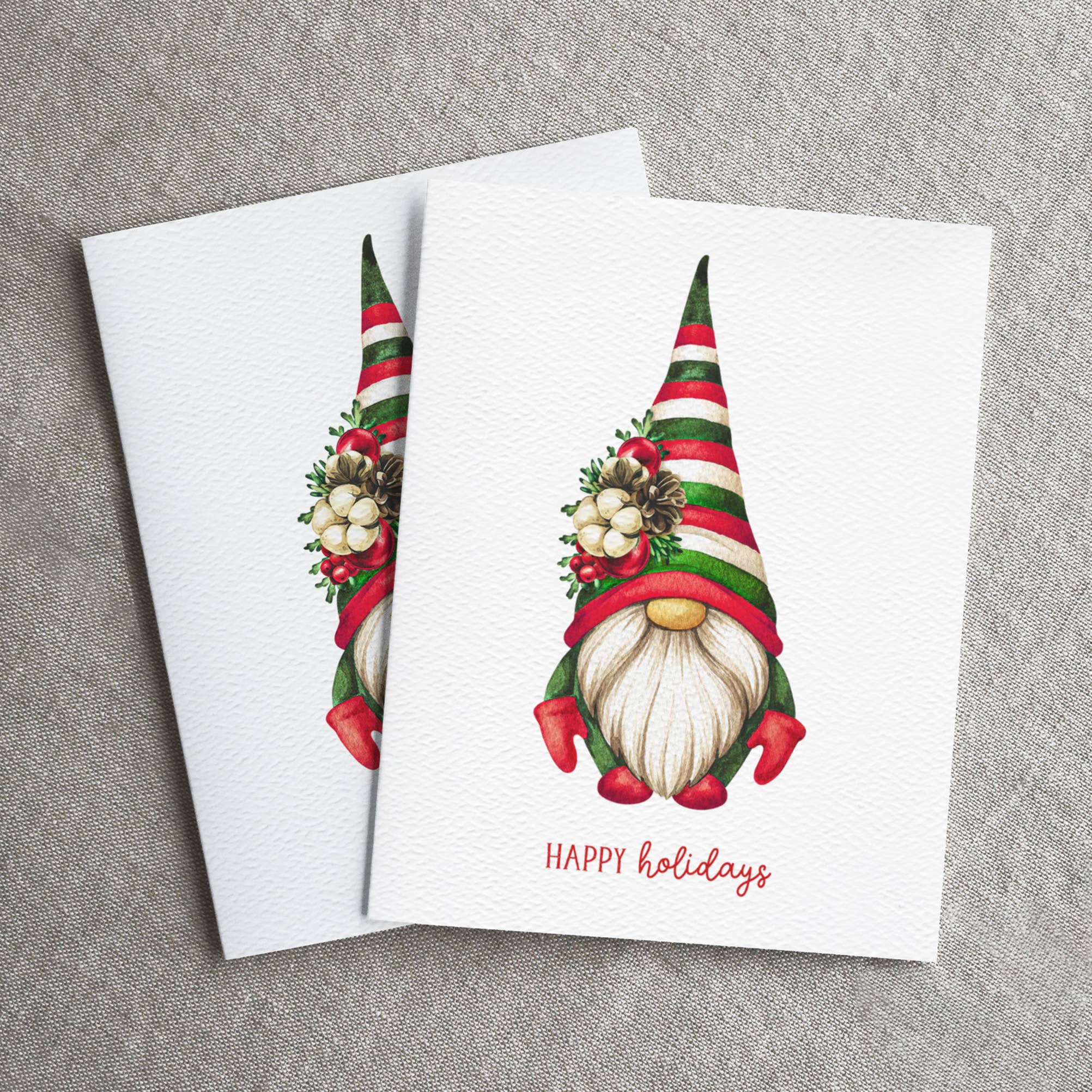Happy Holidays Gnome Card, Cute Christmas Card, Gnomes