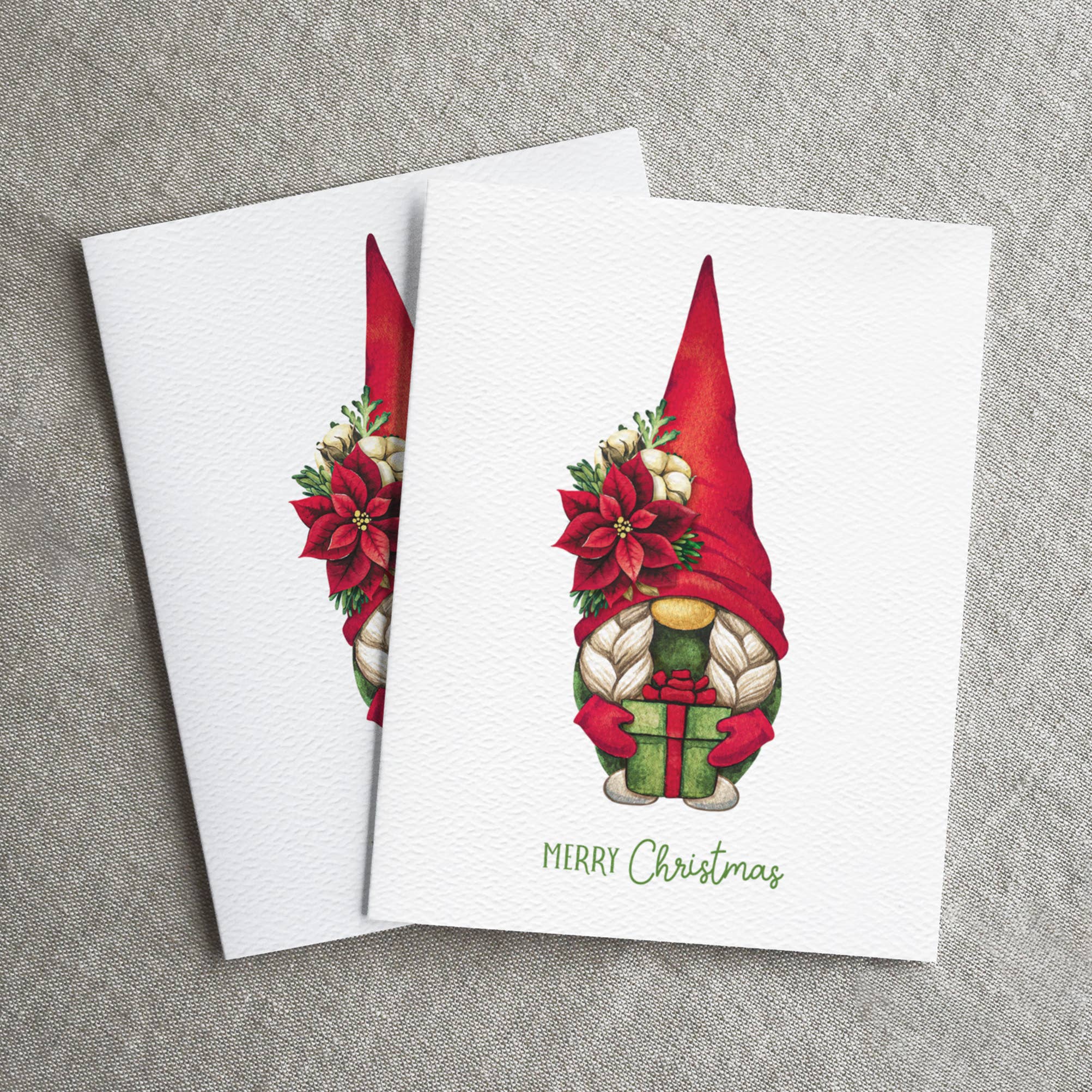 Merry Christmas Gnome Card, Cute Christmas Card, Gnomes