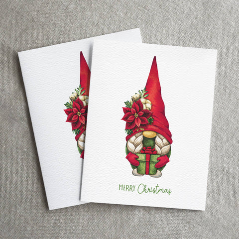 Merry Christmas Gnome Card, Cute Christmas Card, Gnomes