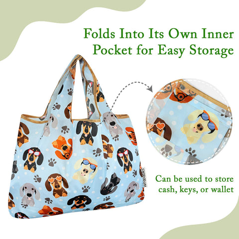 Wrapables Large Nylon Reusable Shopping Bag: Rainbow Butterflies