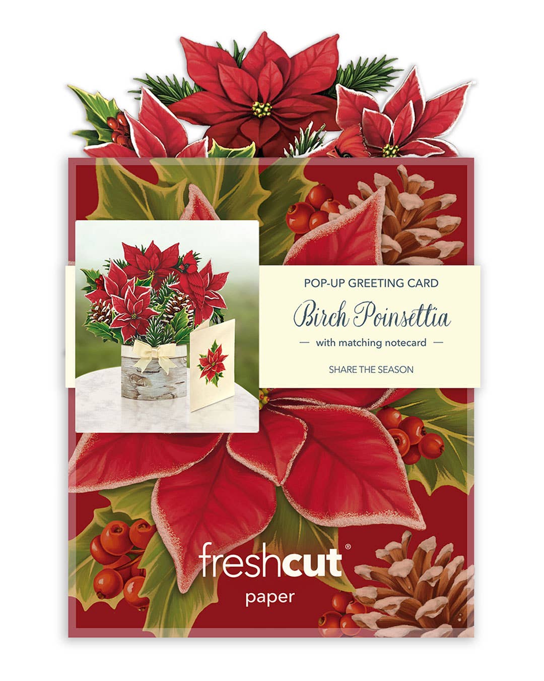 Mini Birch Poinsettia (Pop-up Greeting Card)