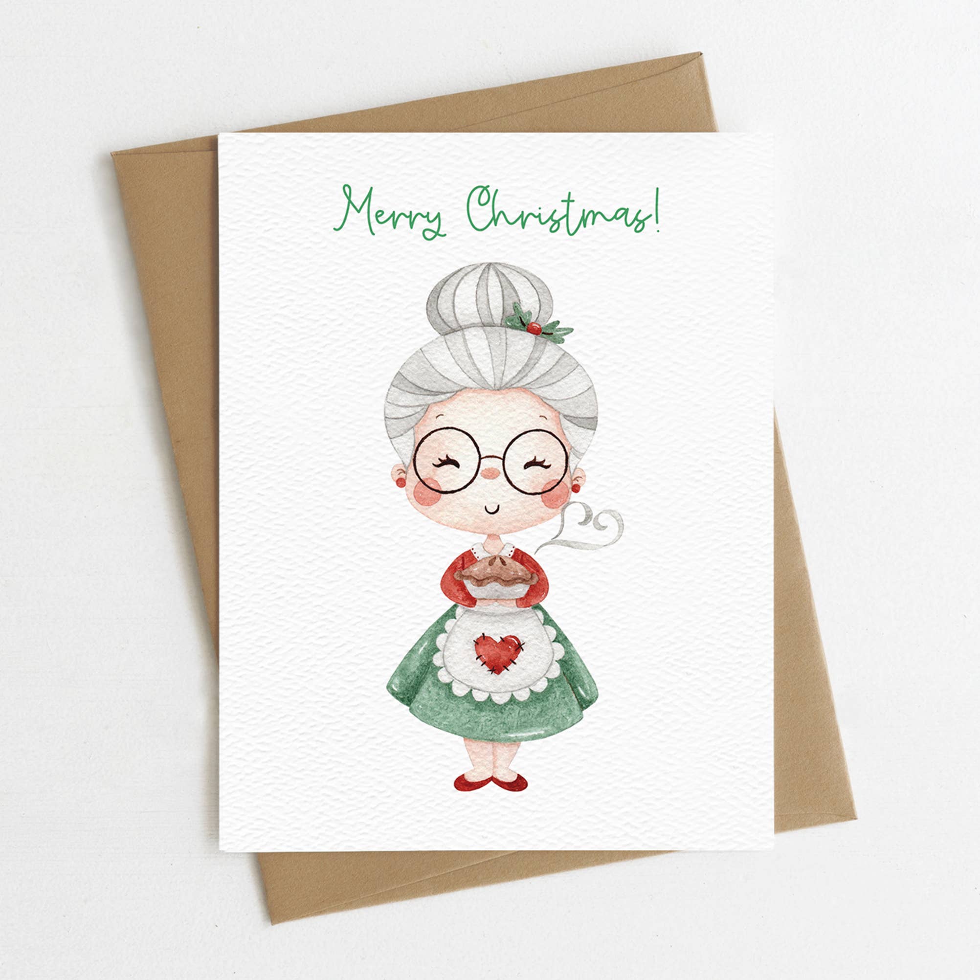 Merry Christmas Card, Cute Mrs. Claus Card,