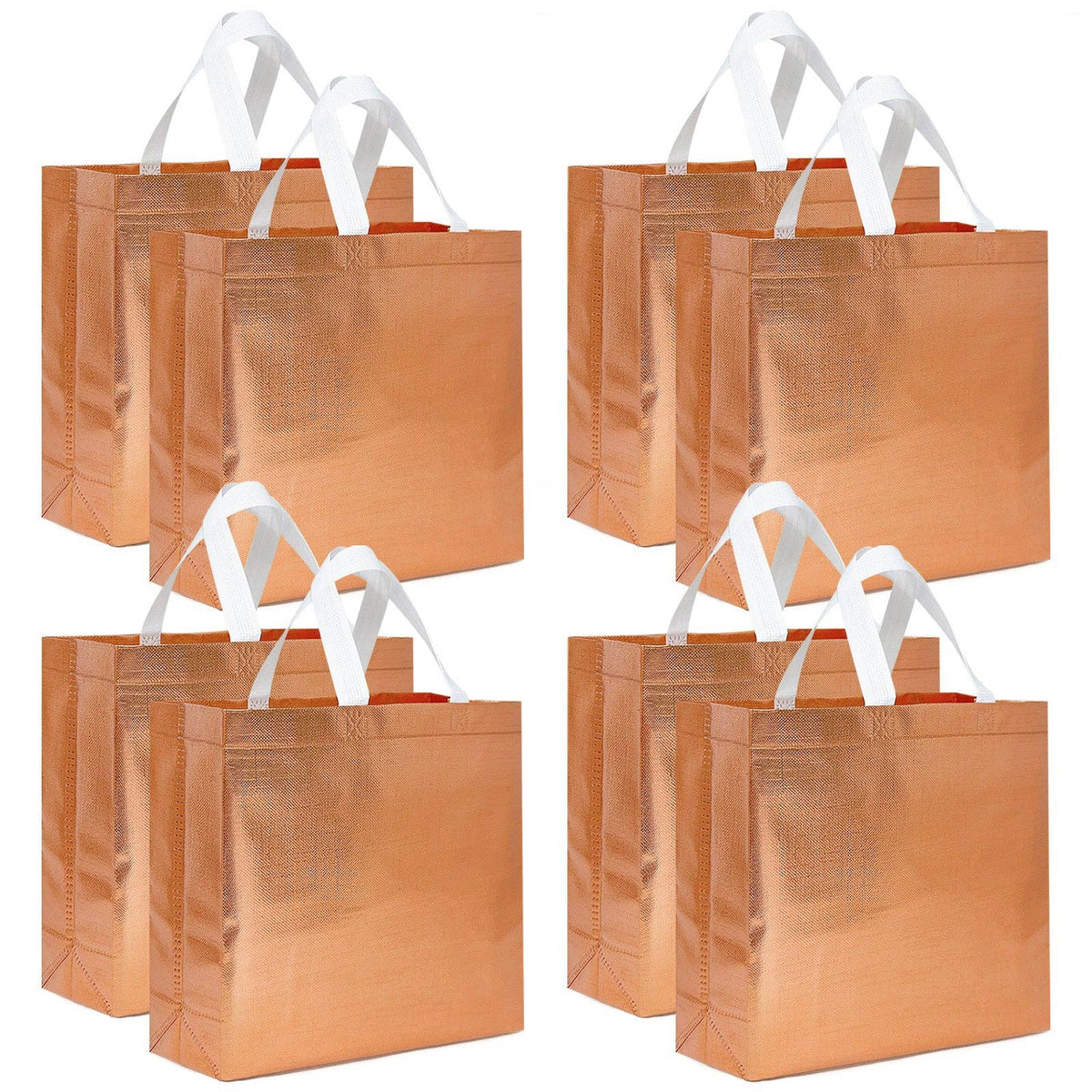 Wrapables Glossy Non-Woven Reusable Gift Bags with Handles: Rose Gold1