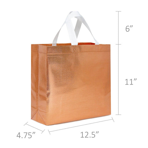 Wrapables Glossy Non-Woven Reusable Gift Bags with Handles: Rose Gold1