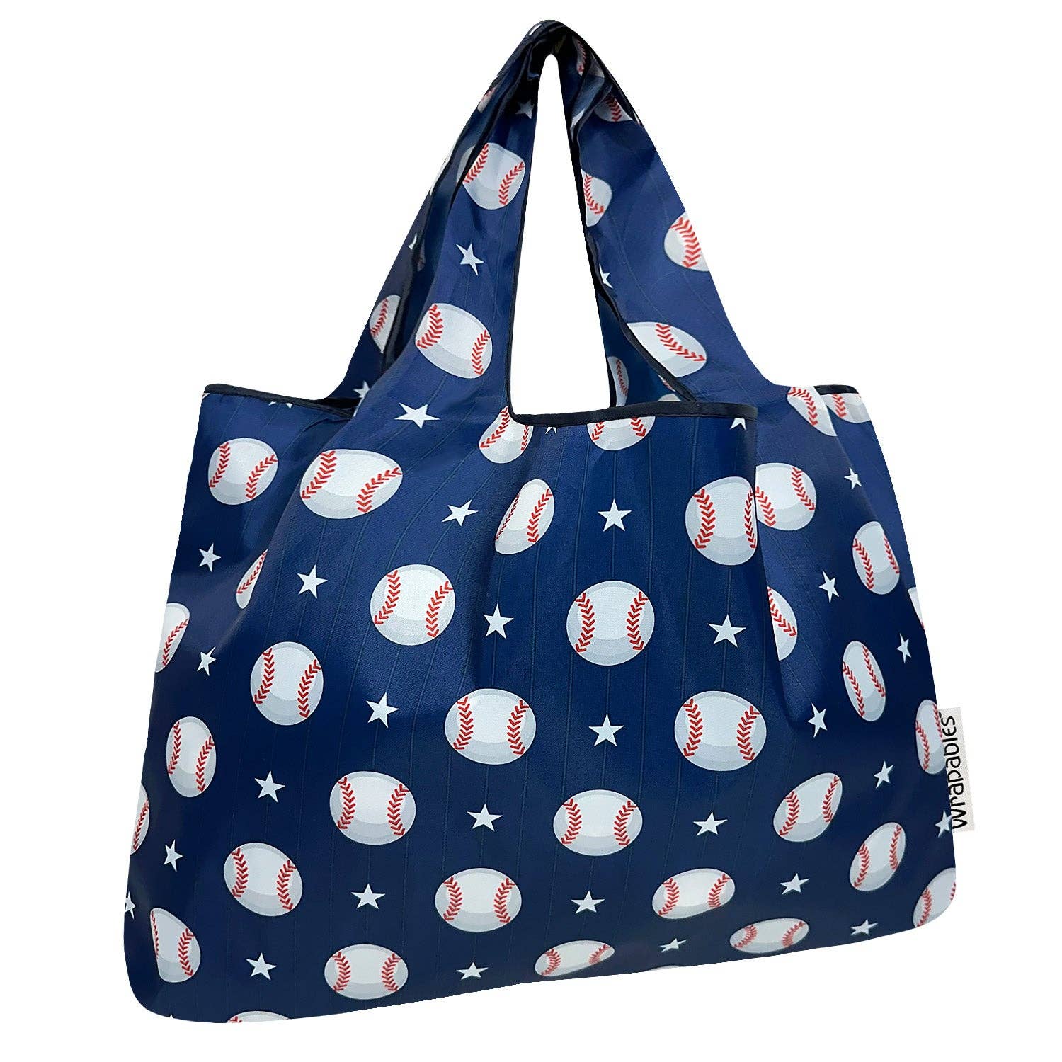 Wrapables Large Foldable Tote Nylon Reusable Grocery Bags: Baseball
