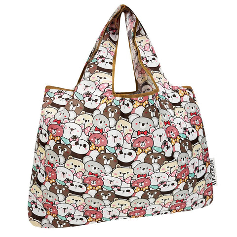 Wrapables Large Foldable Tote Nylon Reusable Grocery Bags: Baseball