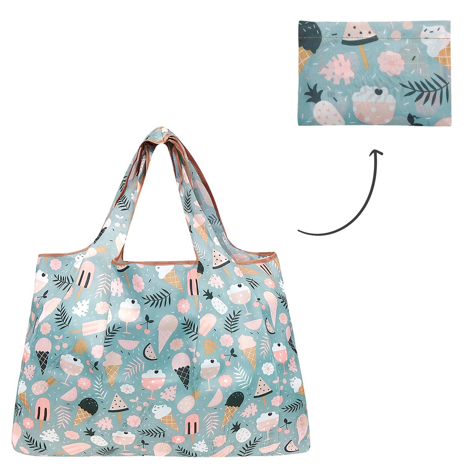 Wrapables Eco-Friendly Large Nylon Reusable Shopping Bag: Rose Vines