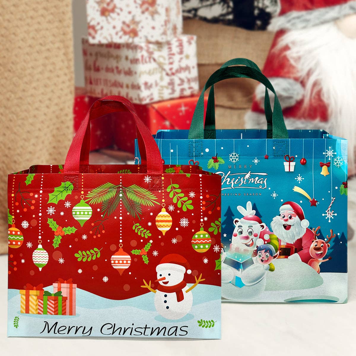Wrapables Non-Woven Reusable Christmas Holidays Gift Bags: Christmas Holidays