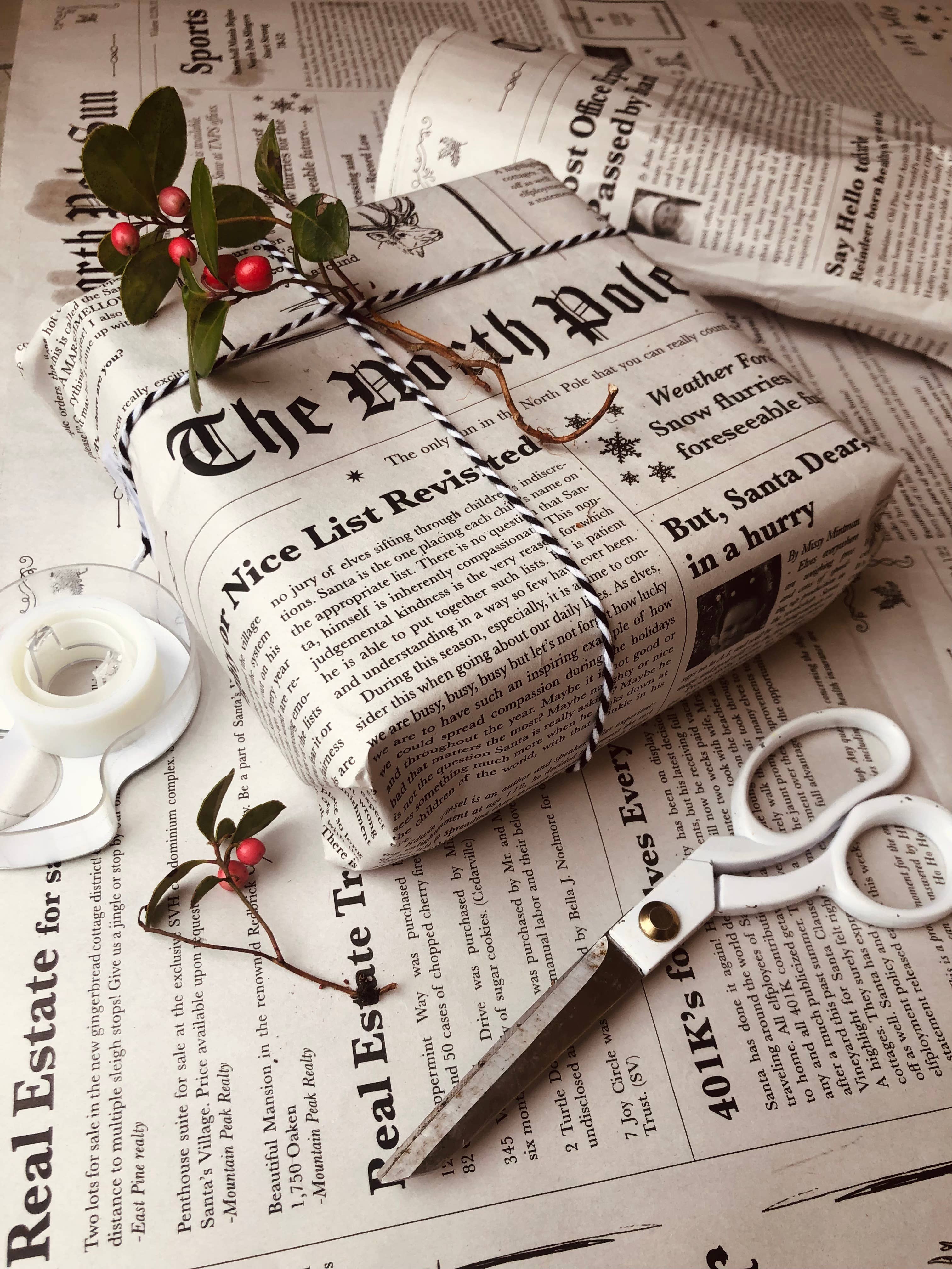 North Pole Newspaper Gift Wrap PLASTIC FREE!