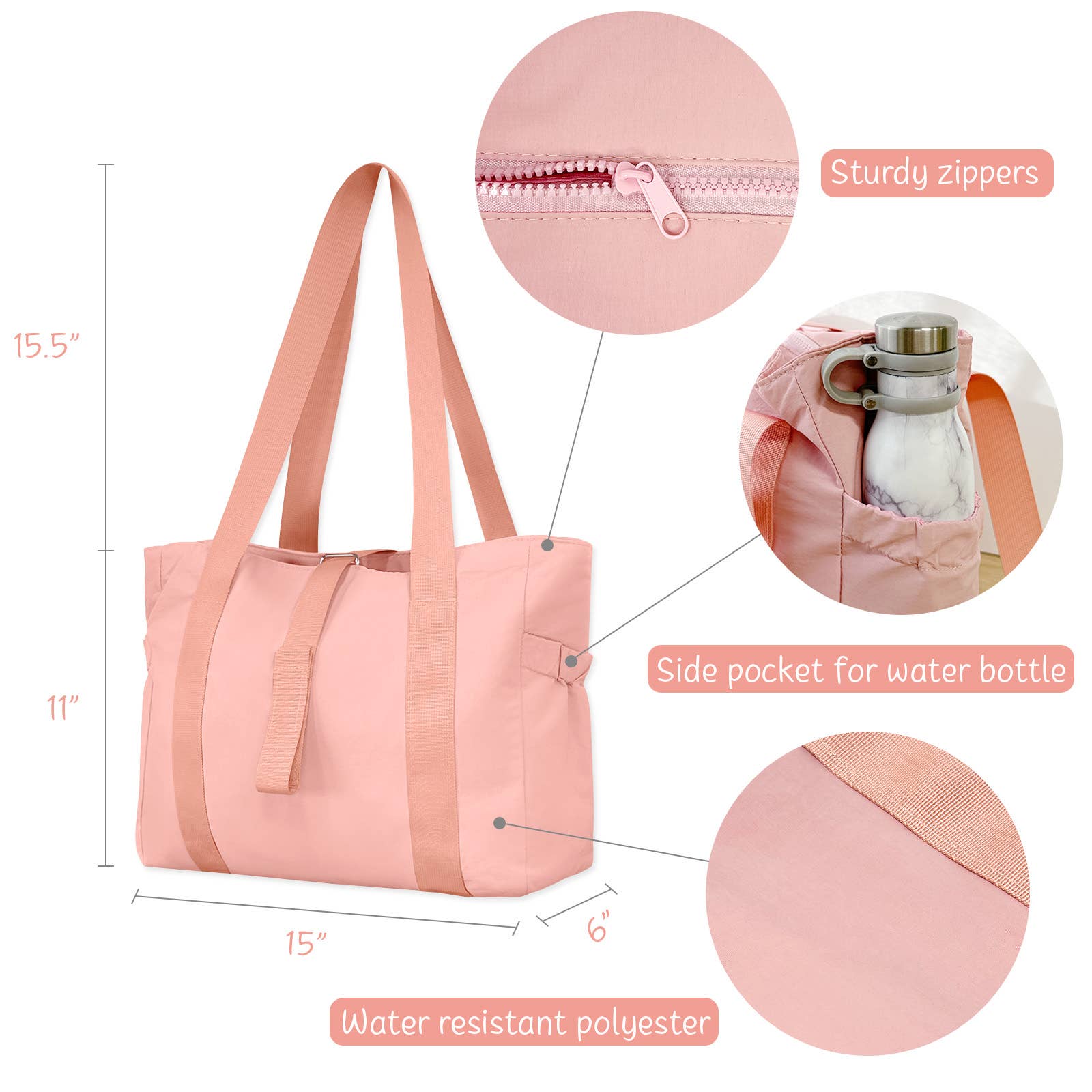 Wrapables Yoga Tote Bag, Gym, Work, Overnight, Travel Bag: Black