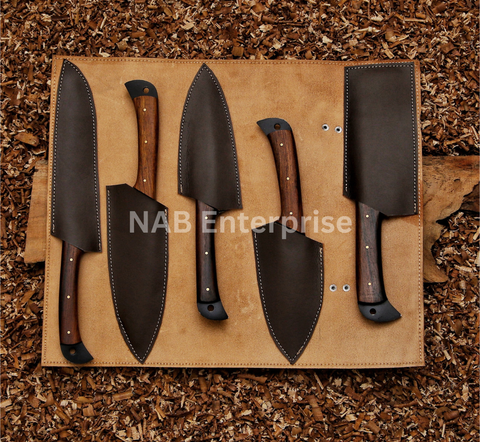 Carbon Steel Chef Set, BBQ Chef Set Hand Forged Chef Knives