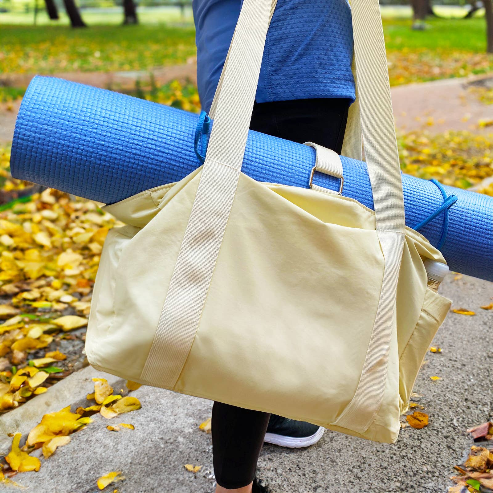 Wrapables Yoga Tote Bag, Gym, Work, Overnight, Travel Bag: Black