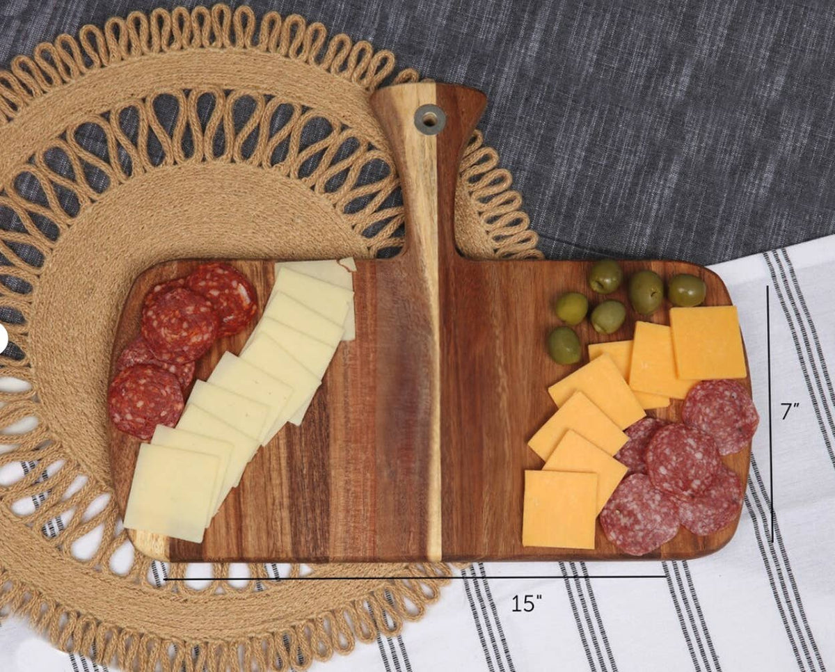 Charcuterie Board w Handle Acacia Natural Wood
