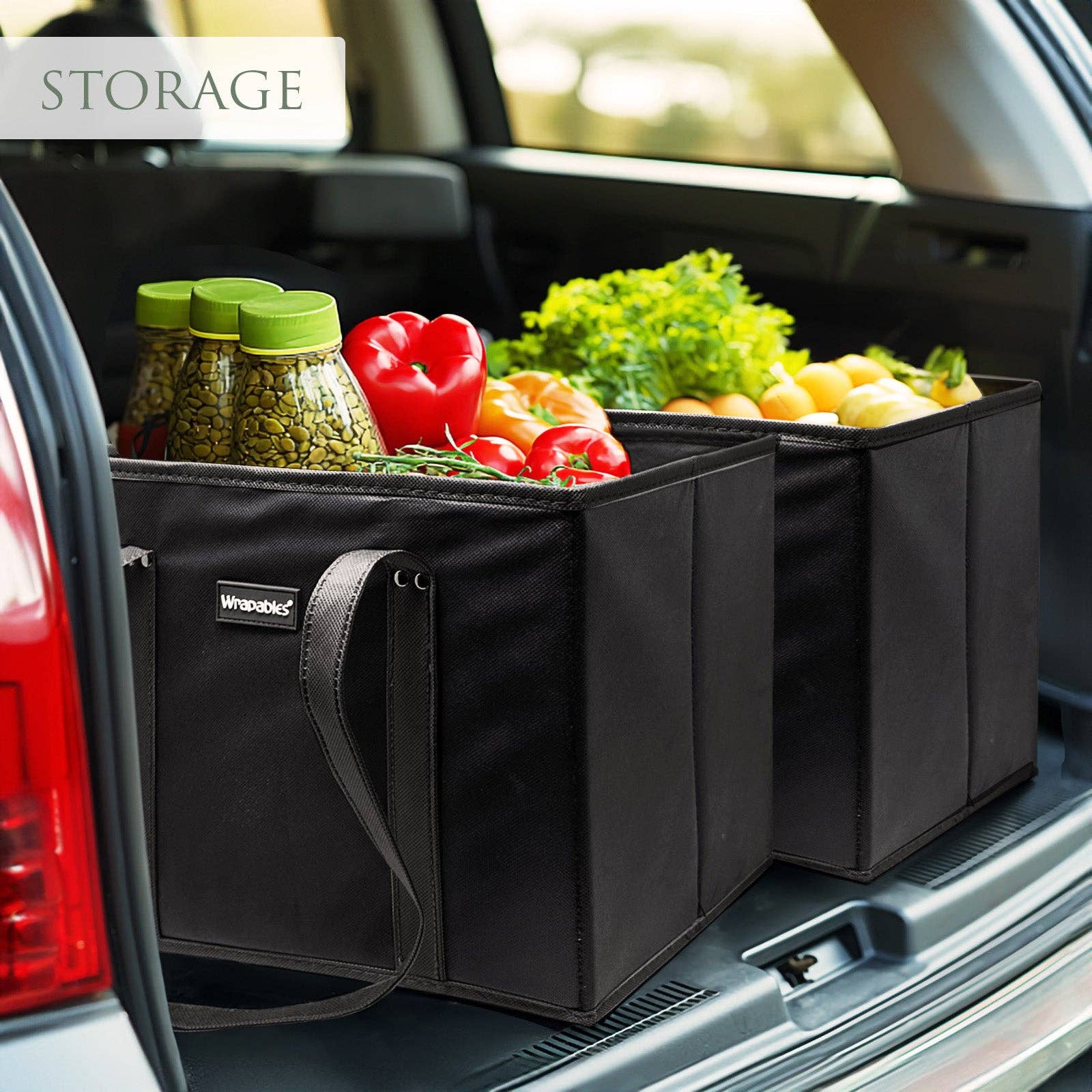 Wrapables 3Pk Heavy Duty Reusable Grocery Bags: Navy