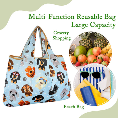 Wrapables Large Nylon Reusable Shopping Bag: Rainbow Butterflies