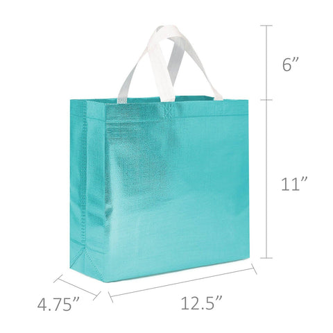 Wrapables Glossy Non-Woven Reusable Gift Bags with Handles: Blue