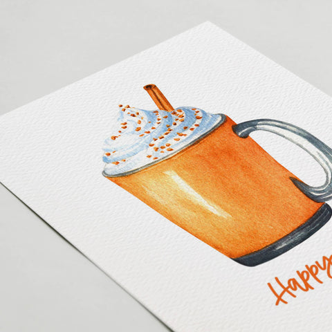 Fall Greeting Card, Happy Fall, Autumn Cards, Fall Drink