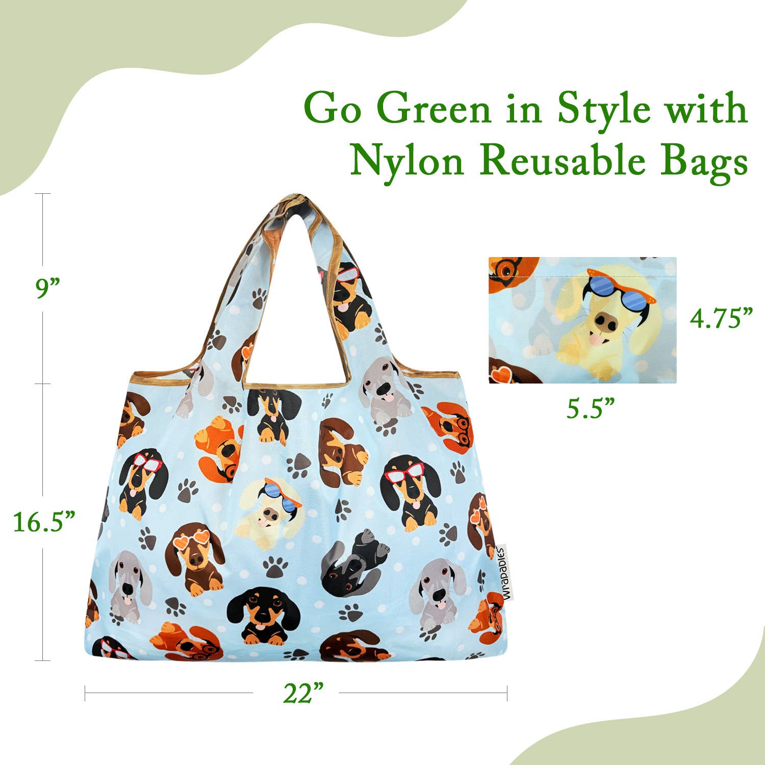 Wrapables Large Nylon Reusable Shopping Bag: Rainbow Butterflies