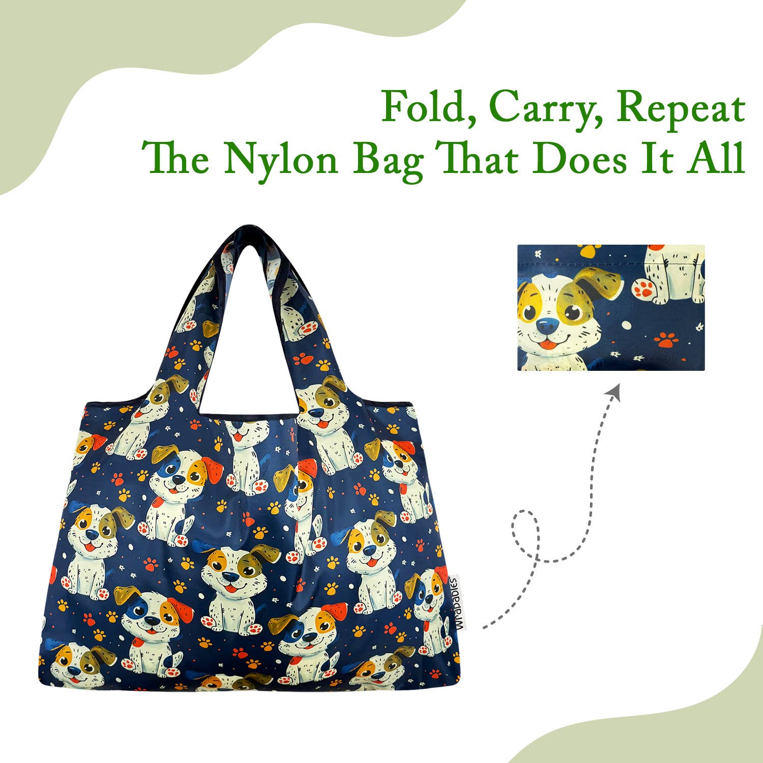 Wrapables Large Nylon Reusable Shopping Bag: Rainbow Butterflies