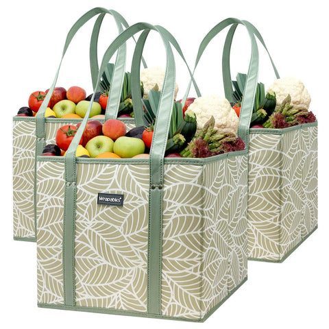 Wrapables 3Pk Heavy Duty Reusable Grocery Bags: Navy