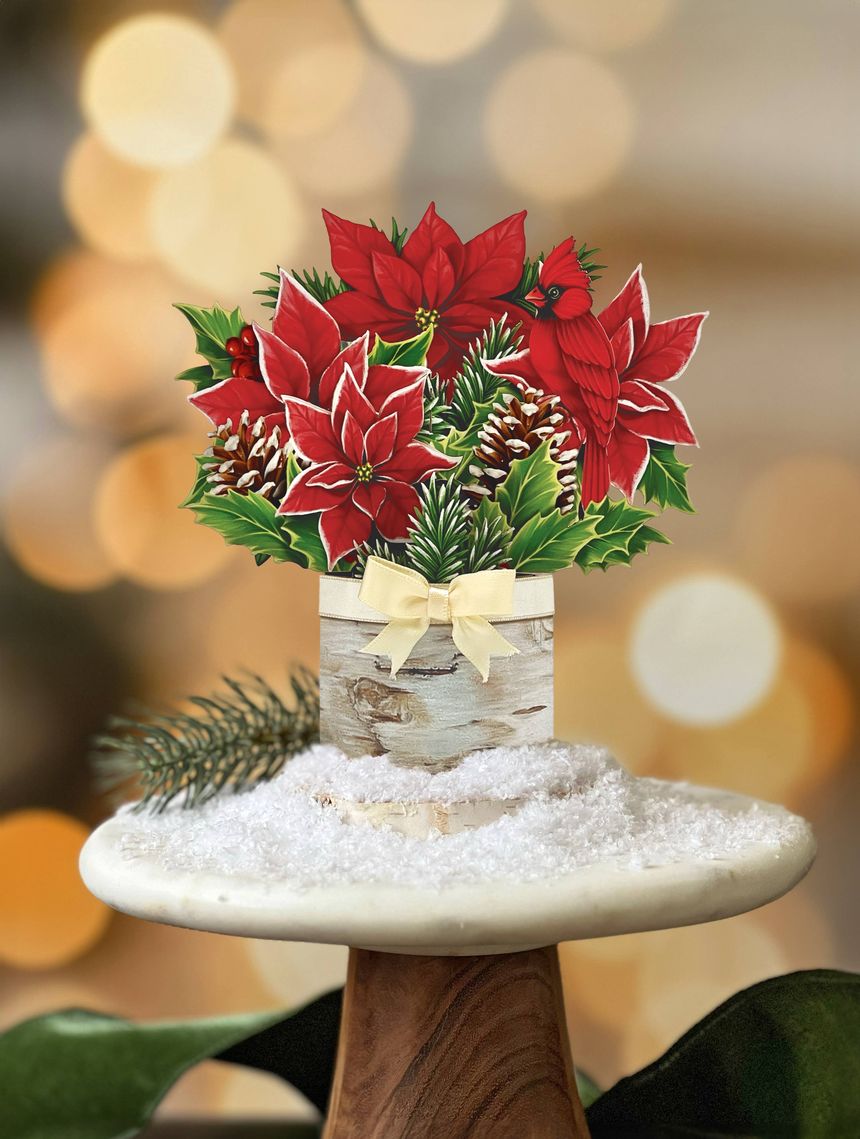 Mini Birch Poinsettia (Pop-up Greeting Card)