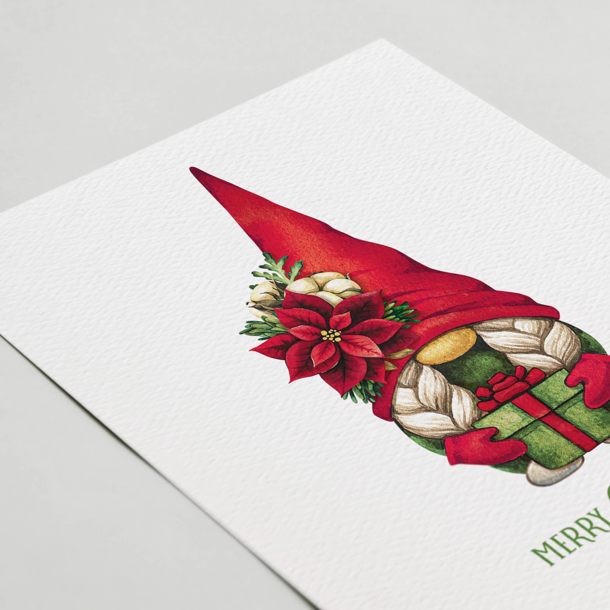 Merry Christmas Gnome Card, Cute Christmas Card, Gnomes